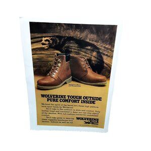 1981 Wolverine Boots Ad Rugged Leather Trail Shoes Vintage Print Promo Outdoors